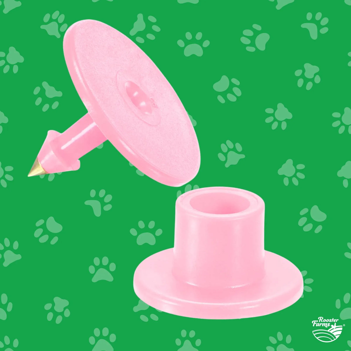 Blank Pink Round Livestock Ear Tag Sets - 100-Pack, 28 mm