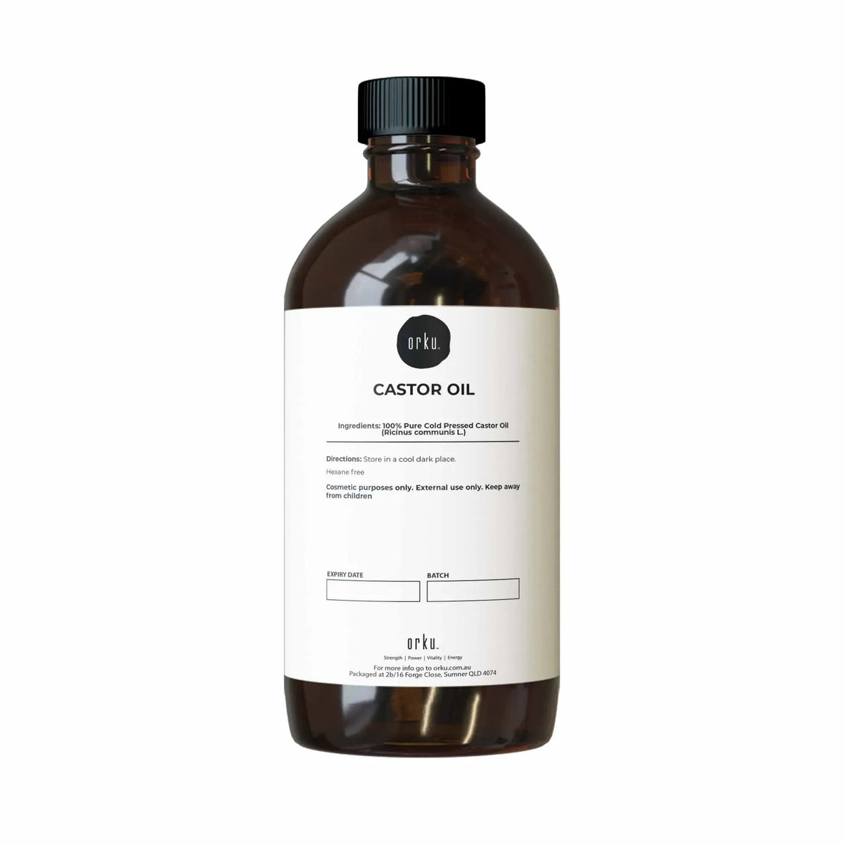 Orku 500ml Castor Oil Cold Pressed Virgin Hexane Free