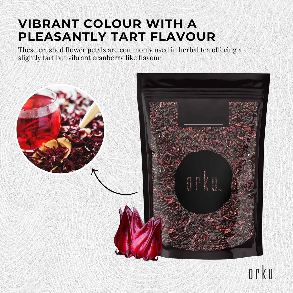 Orku 250g Organic Hibiscus Rosella Flower Crushed Dried Herbal Tea