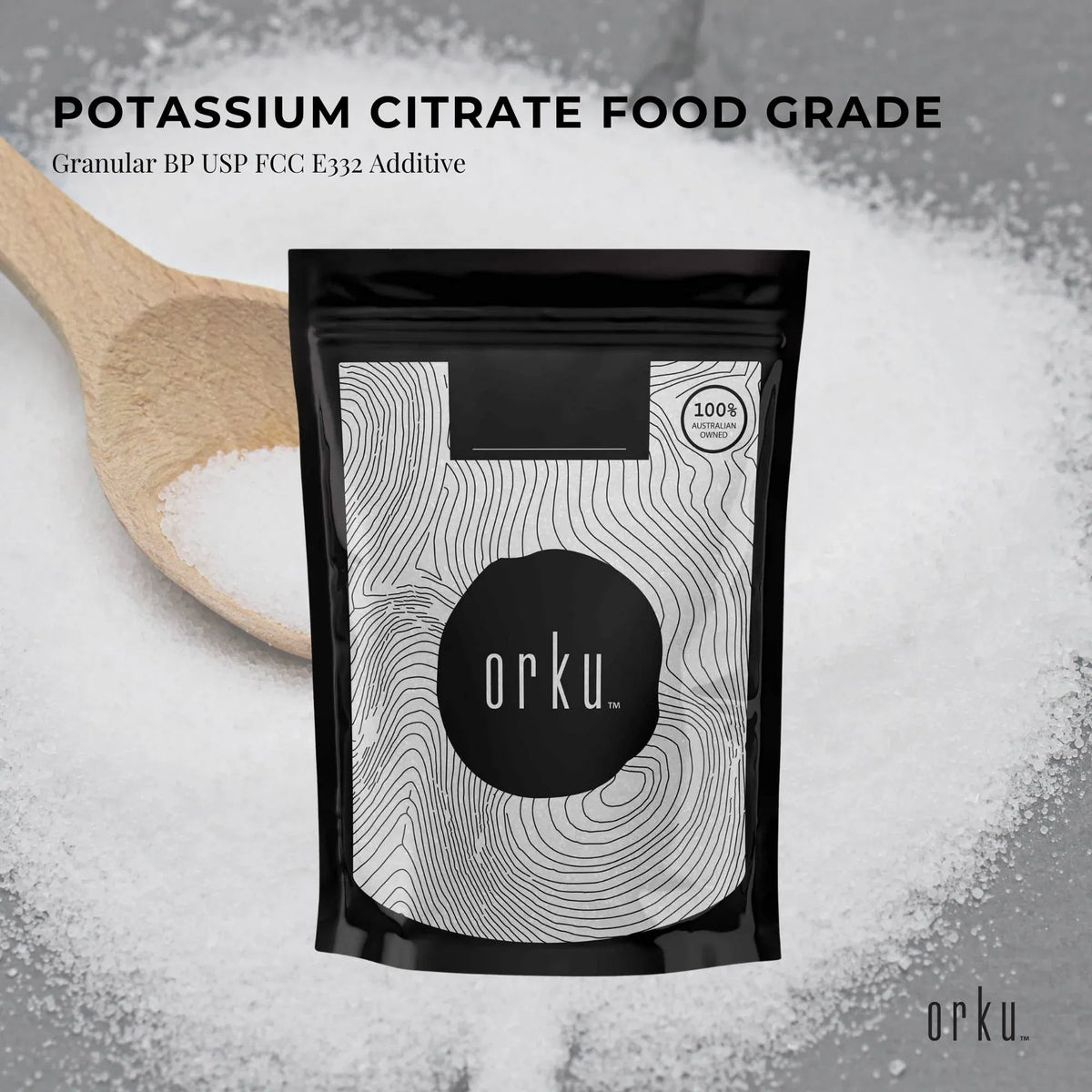 Orku 100g Potassium Citrate Food Grade - Granular BP USP FCC E332 Additive