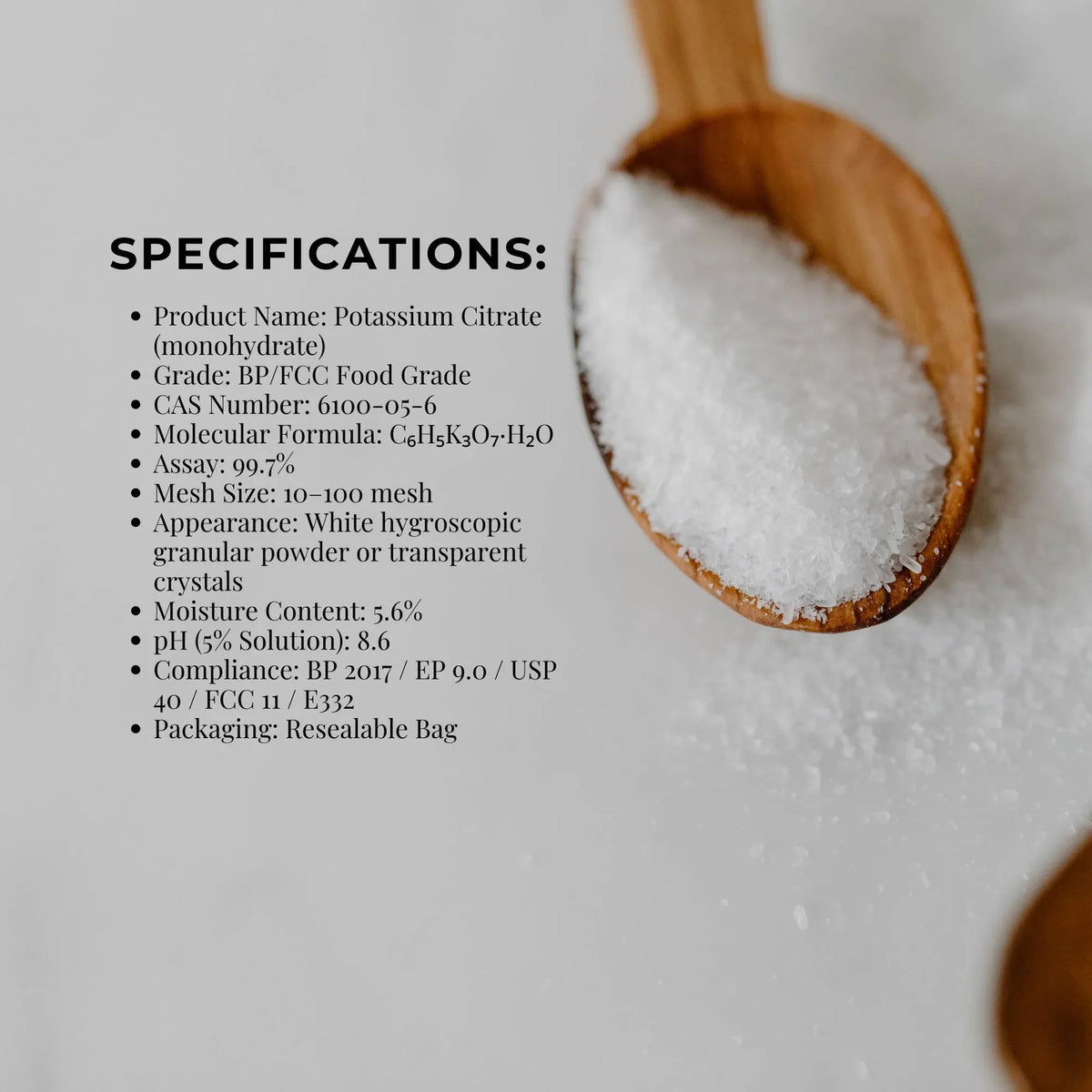 Orku 100g Potassium Citrate Food Grade - Granular BP USP FCC E332 Additive