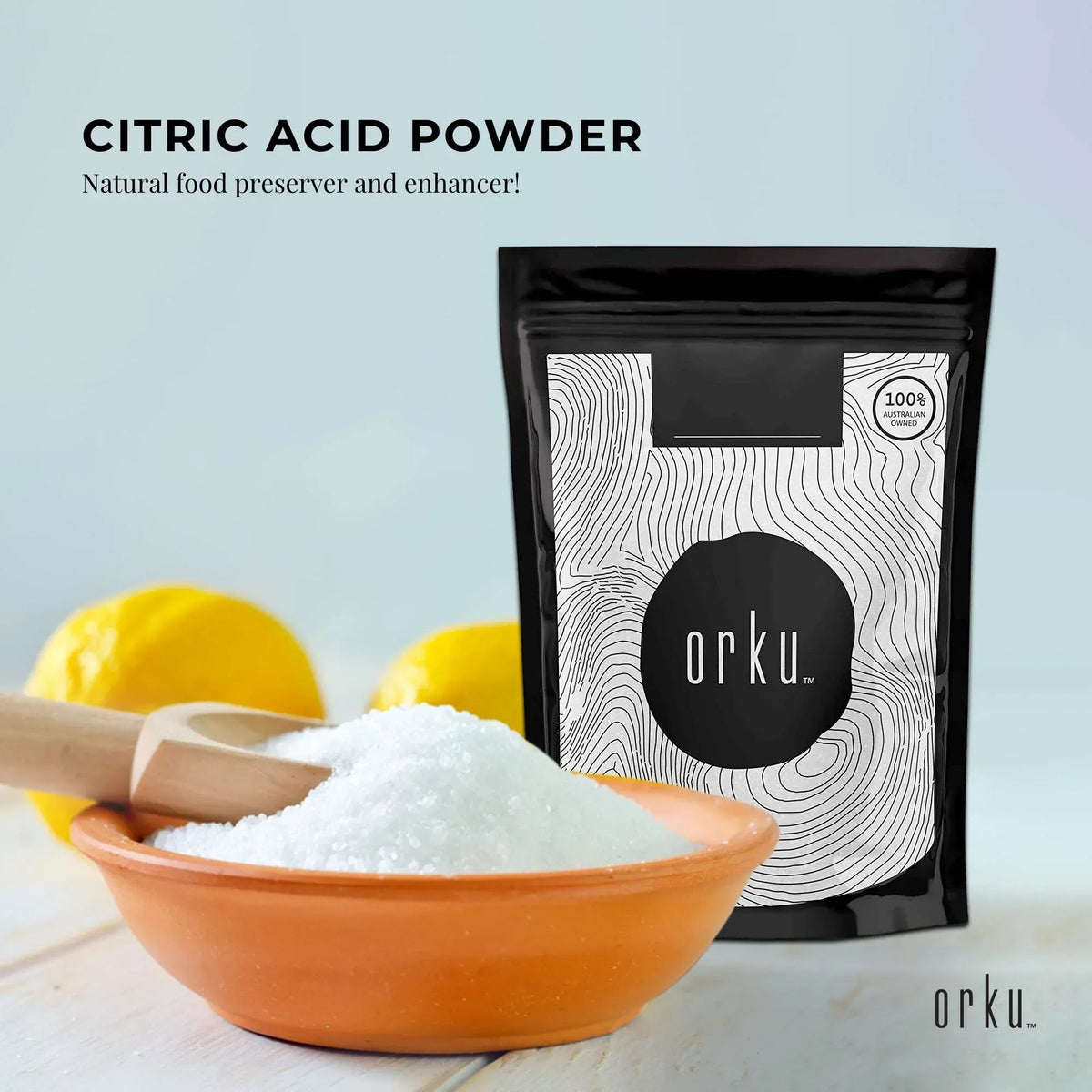 Orku 100g Citric Acid Powder - Food Grade Non GMO Preservative E330