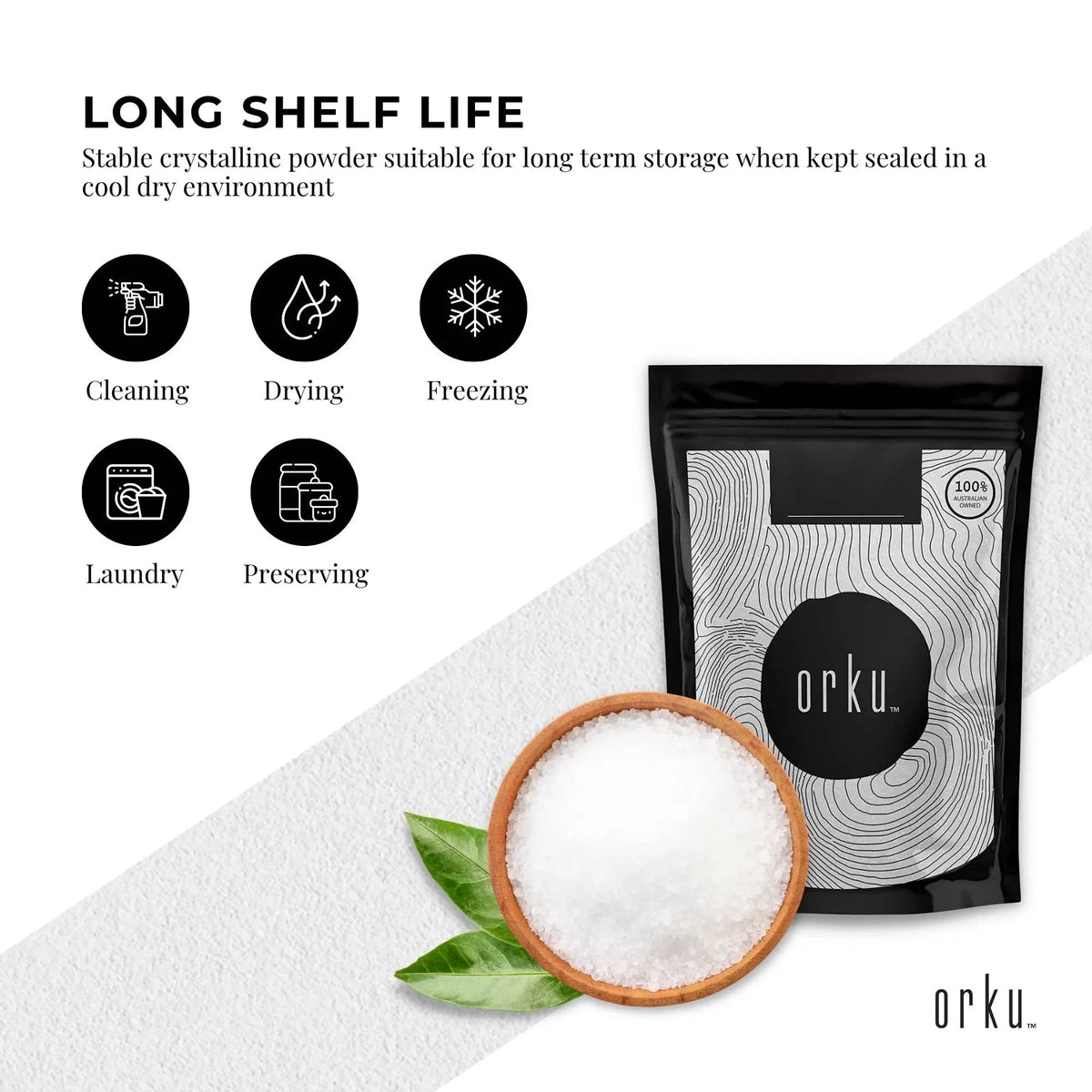 Orku 100g Citric Acid Powder - Food Grade Non GMO Preservative E330