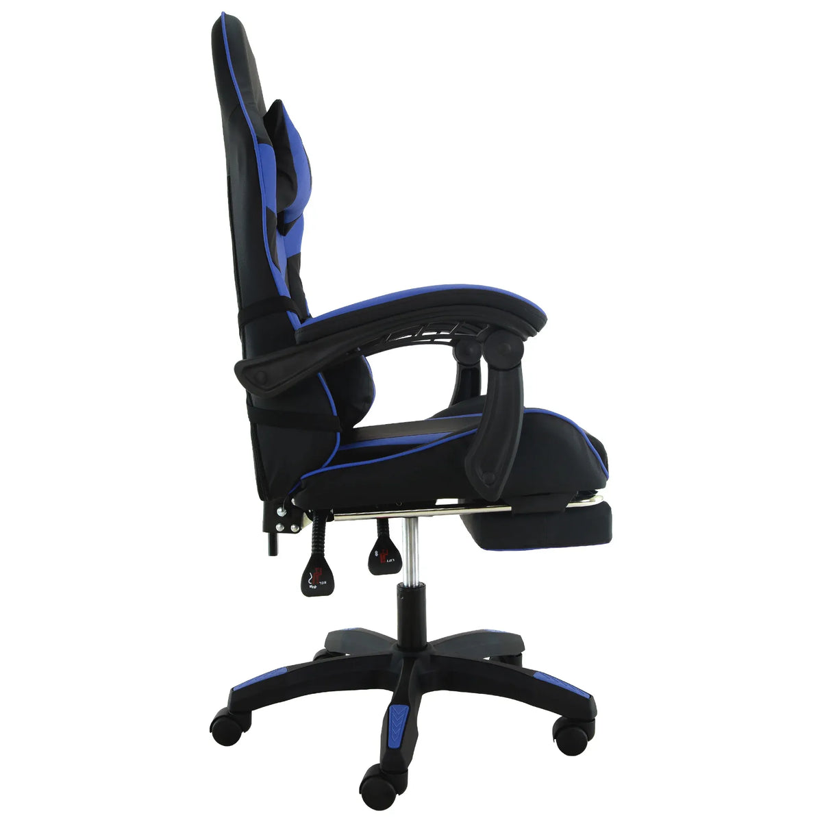 Sarantino Cueva Reclining High Back Office Gaming Chair Seat Retractable Footrest Office Computer Black & Blue