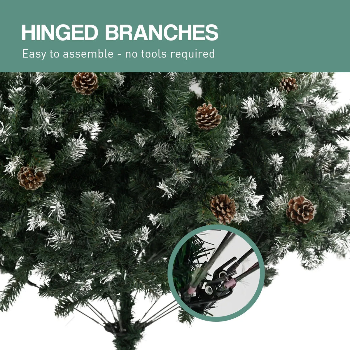 Christabelle Snow-Tipped Pre-Lit LED Christmas Tree with Pine Cones – 1.2 m — product image 11 of 12