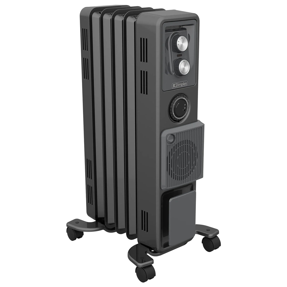 Dimplex 1.5kW Oil Free Column Heater - Portable Electric Radiator w/ Turbo Fan, Thermostat & Timer - Black