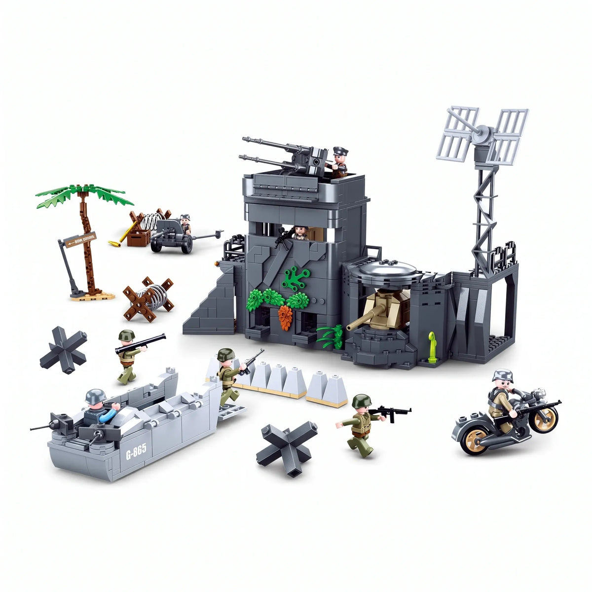 Sluban B0861 Model Kit WWII Atlantic Wall Coastal Bunker Defense Normandy DDay Military Base Outpost Army DIY Set Toy — product image 1