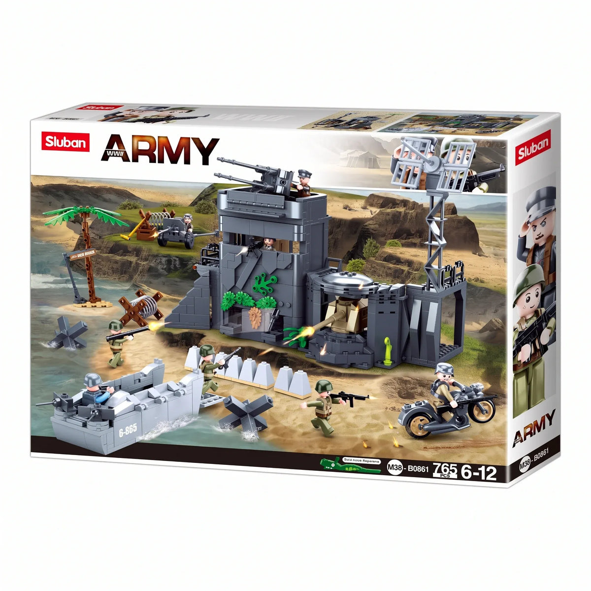 Sluban B0861 Model Kit WWII Atlantic Wall Coastal Bunker Defense Normandy DDay Military Base Outpost Army DIY Set Toy — product image 2