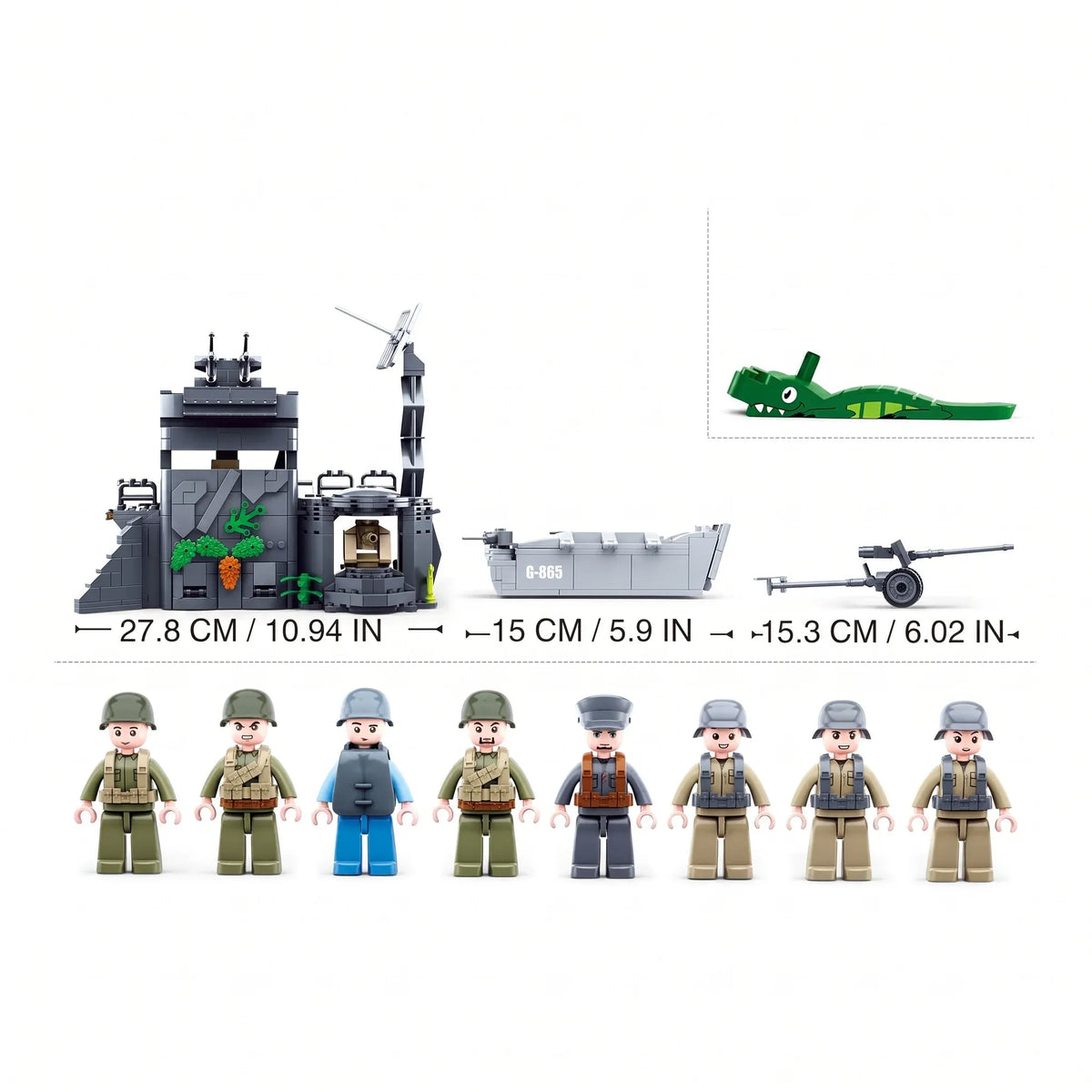 Sluban B0861 Model Kit WWII Atlantic Wall Coastal Bunker Defense Normandy DDay Military Base Outpost Army DIY Set Toy — product image 4