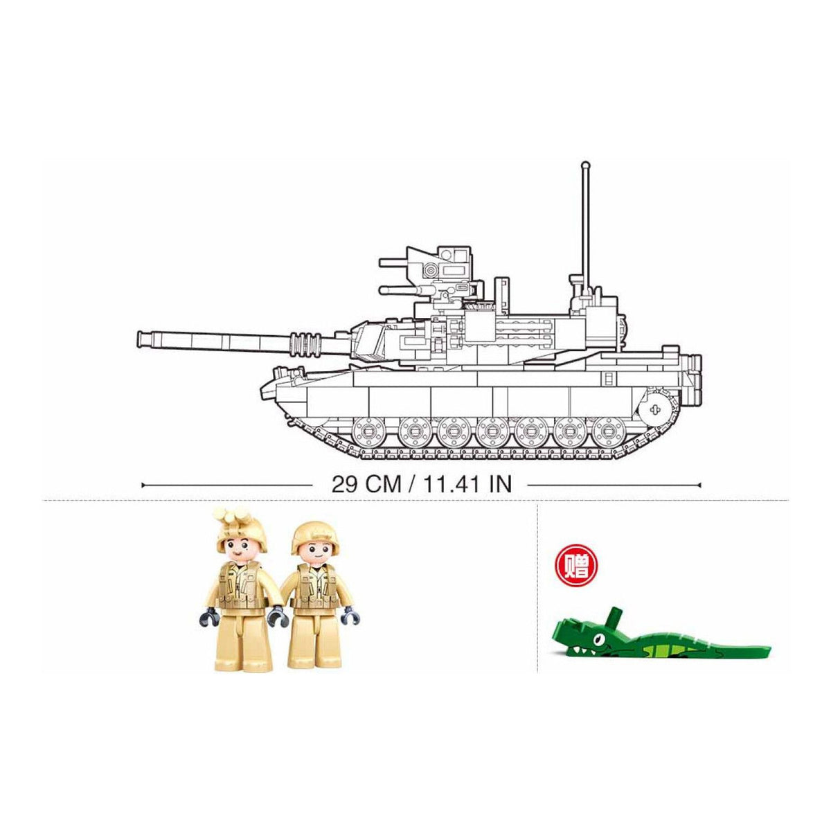 Sluban B0892 Model Kit M1A2 Abrams Main Battle Tank US Army Desert Armor Vehicle Military Building Blocks DIY Set Toy — product image 3