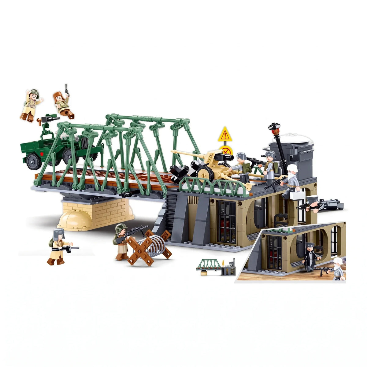 Sluban B0981 Model Kit WWII Battle of Budapest Winter Counter Attack Military Bridge Checkpoint Diorama Army DIY Set Toy — product image 1