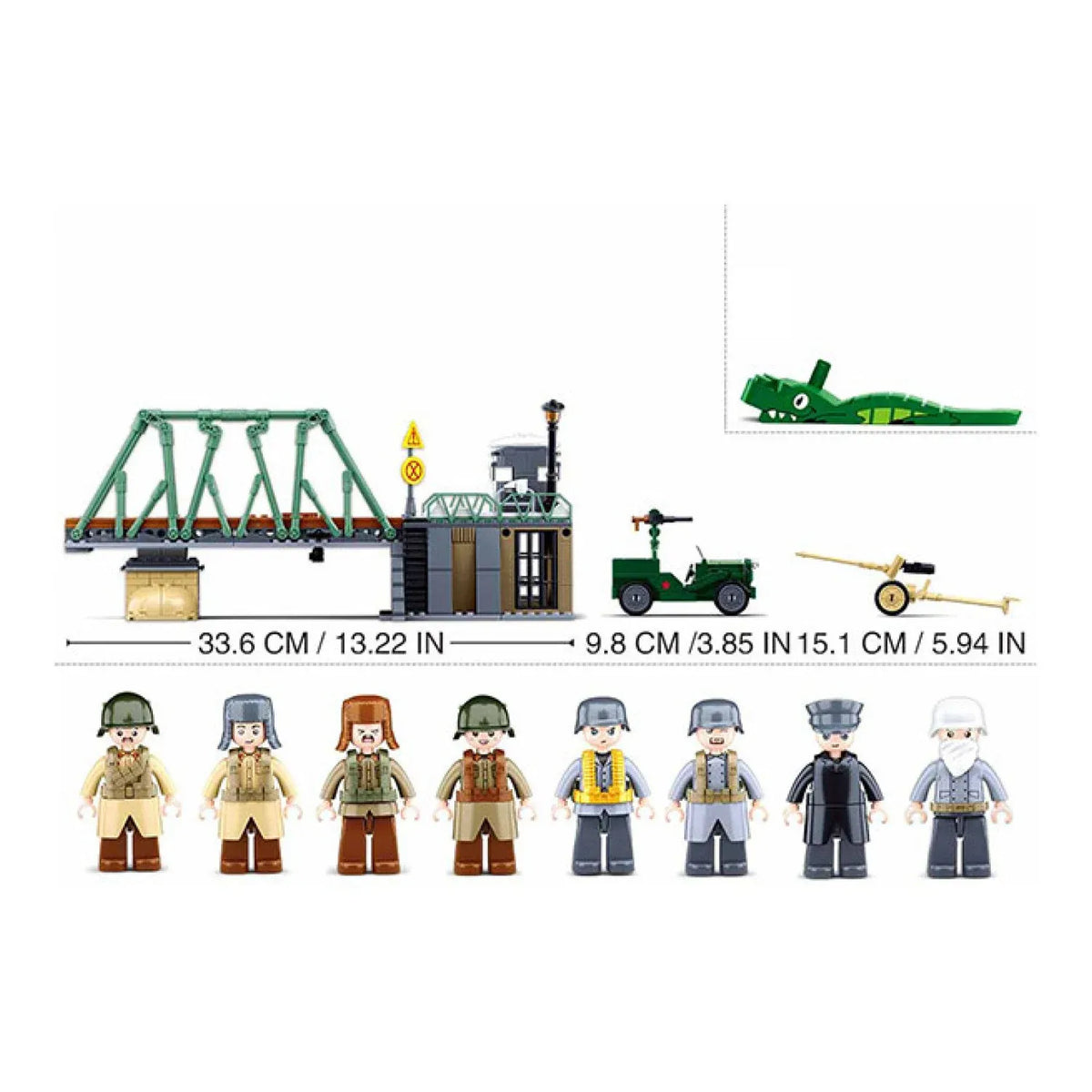 Sluban B0981 Model Kit WWII Battle of Budapest Winter Counter Attack Military Bridge Checkpoint Diorama Army DIY Set Toy — product image 4