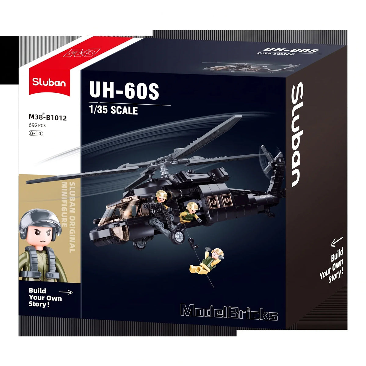 Sluban B1012 Model Kit UH60 Black Hawk Medical Rescue Helicopter US Army MEDEVAC Air Force Military Building Blocks DIY — product image 2