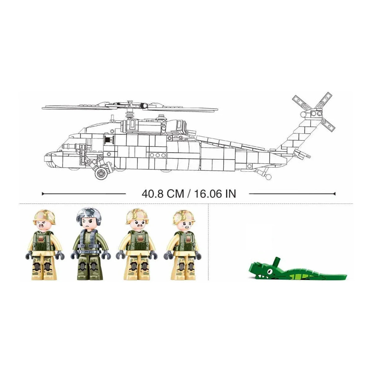Sluban B1012 Model Kit UH60 Black Hawk Medical Rescue Helicopter US Army MEDEVAC Air Force Military Building Blocks DIY — product image 5