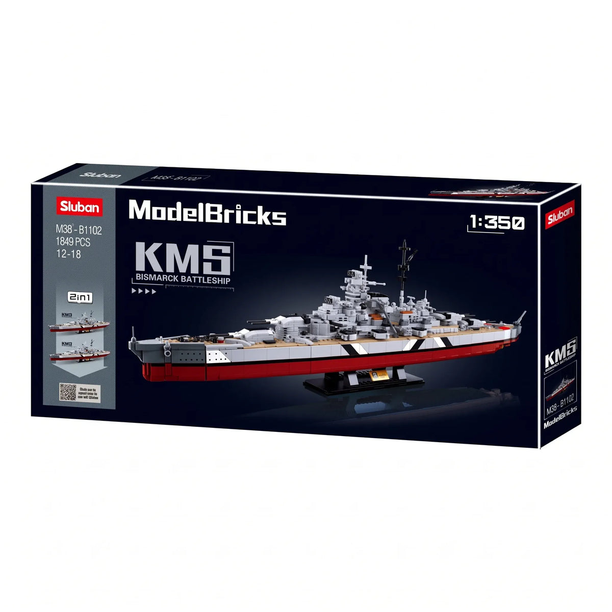 Sluban B1102 Model Kit WWII Bismarck Battleship Large Scale Warship Navy Vessel Boat Military Blocks DIY Construction — product image 2