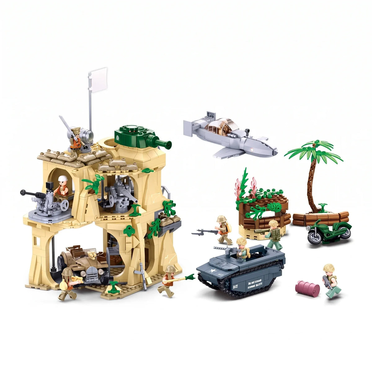Sluban B1111 Model Kit WWII Battle of Iwo Jima Island Bunker Landing Craft Army Military Base Diorama Blocks DIY Set Toy — product image 1