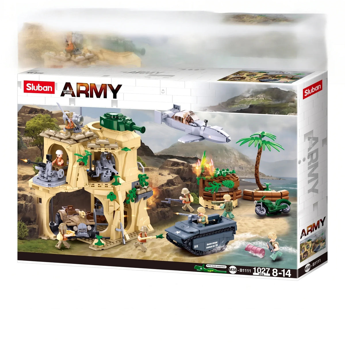 Sluban B1111 Model Kit WWII Battle of Iwo Jima Island Bunker Landing Craft Army Military Base Diorama Blocks DIY Set Toy — product image 2