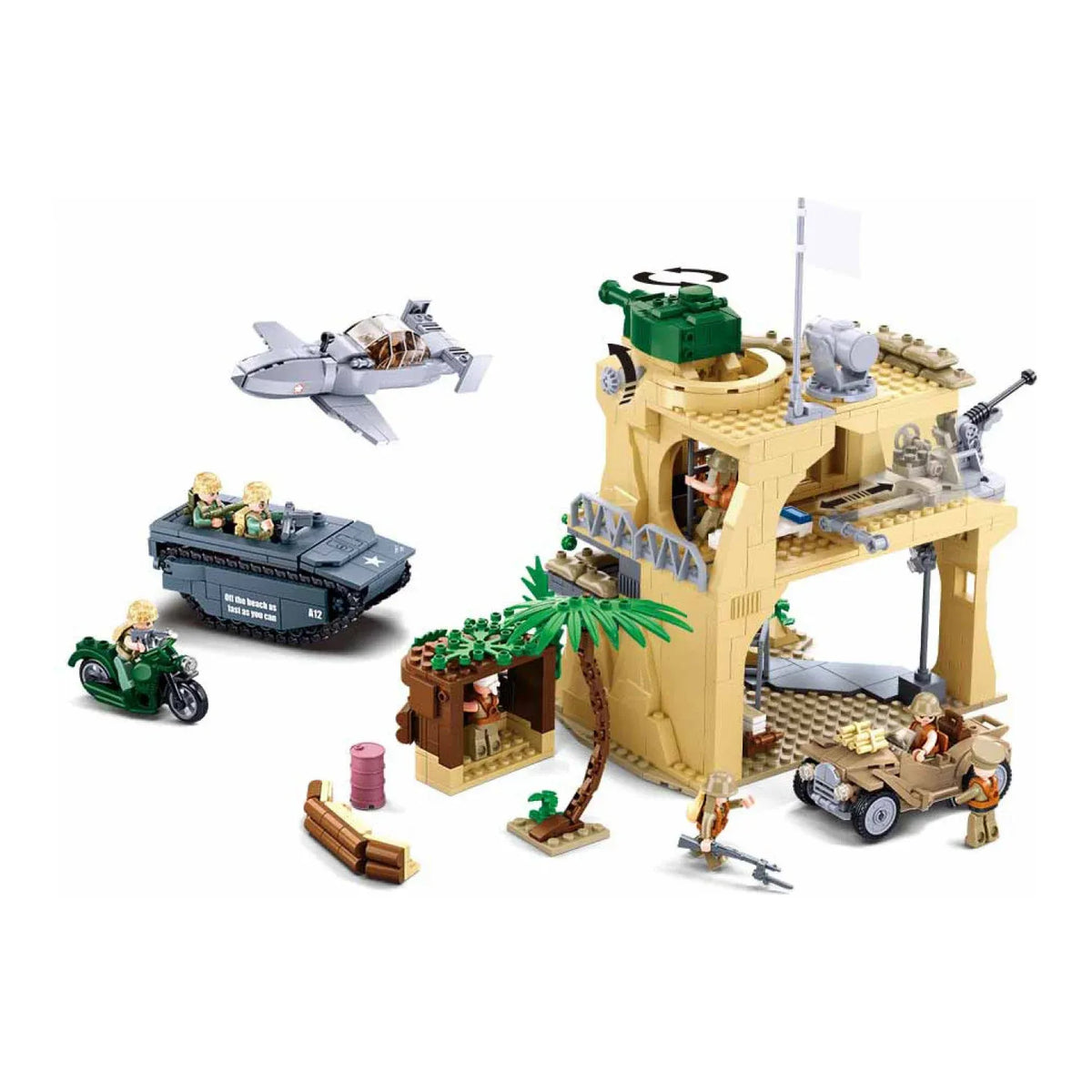 Sluban B1111 Model Kit WWII Battle of Iwo Jima Island Bunker Landing Craft Army Military Base Diorama Blocks DIY Set Toy — product image 3