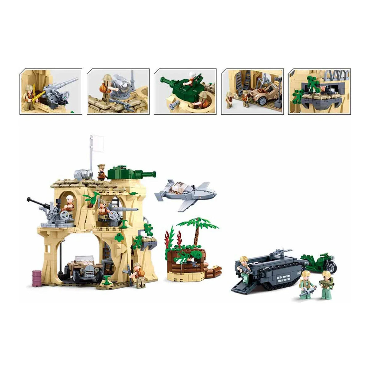 Sluban B1111 Model Kit WWII Battle of Iwo Jima Island Bunker Landing Craft Army Military Base Diorama Blocks DIY Set Toy — product image 4