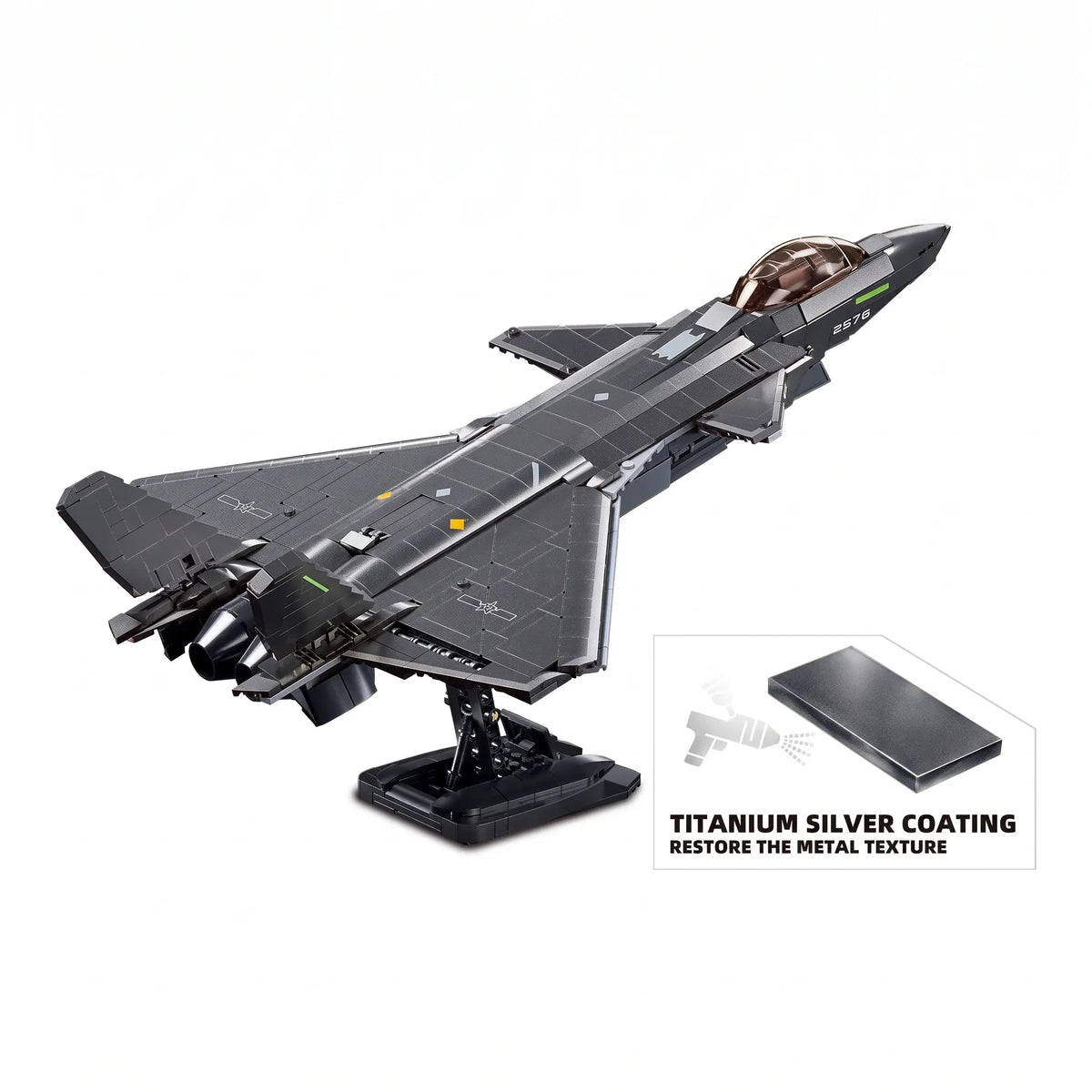 Sluban B1187 Model Kit 1:44 J20 Mighty Dragon Chinese Stealth Fighter Jet Plane Modern PLAAF Building Block DIY Set Toy — product image 3