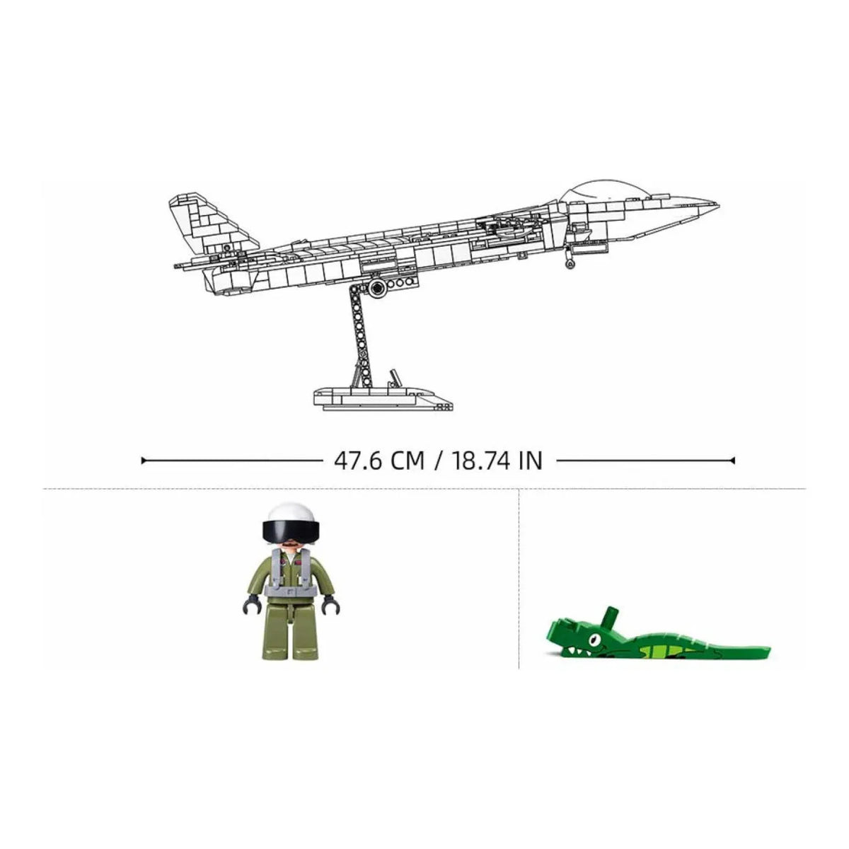 Sluban B1187 Model Kit 1:44 J20 Mighty Dragon Chinese Stealth Fighter Jet Plane Modern PLAAF Building Block DIY Set Toy — product image 5