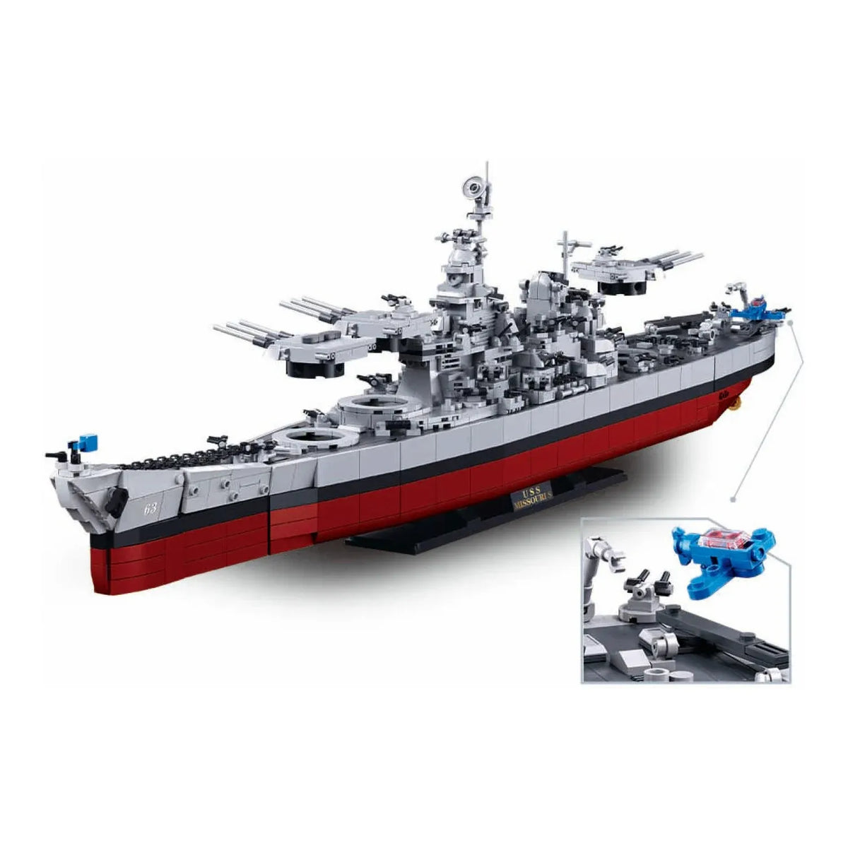 Sluban B1291 Model Kit 1:350 USS Missouri BB63 Mighty Mo Battleship Warship WWII Navy Vessel Boat Blocks DIY Set Toy — product image 5