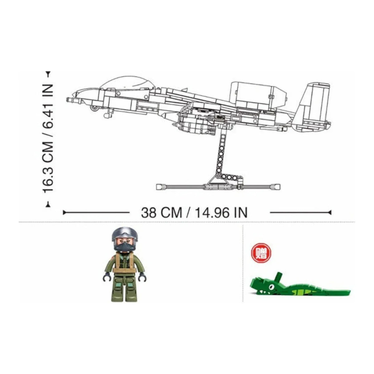 Sluban B1362 Model Kit 1:44 A10 Warthog Thunderbolt Attack Jet Fighter Plane USAF Military Building Blocks DIY Set Toy — product image 5