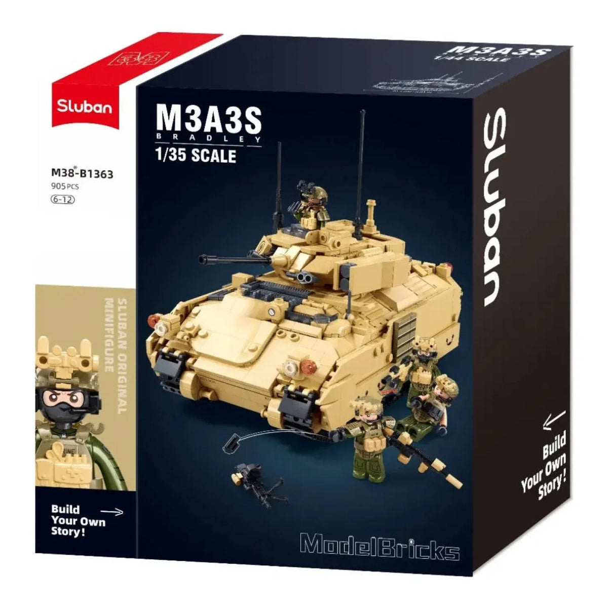 Sluban B1363 Model Kit 1:35 M3A3 Bradley Armored Infantry Vehicle IFV AFV Modern US Army Military Building Blocks DIY Set Toy — product image 2