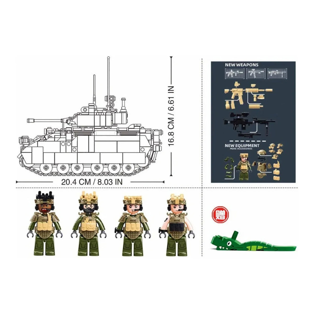 Sluban B1363 Model Kit 1:35 M3A3 Bradley Armored Infantry Vehicle IFV AFV Modern US Army Military Building Blocks DIY Set Toy — product image 5