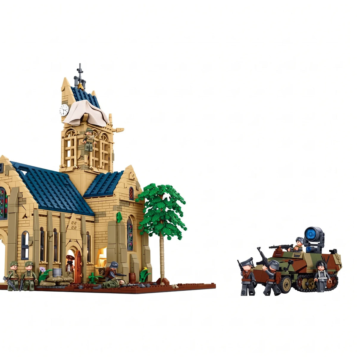 Sluban B1532 Model Kit 44cm Battle Of Sainte Mere Eglise D-Day WWII Paratrooper Army Building Blocks DIY Set Toy — product image 1