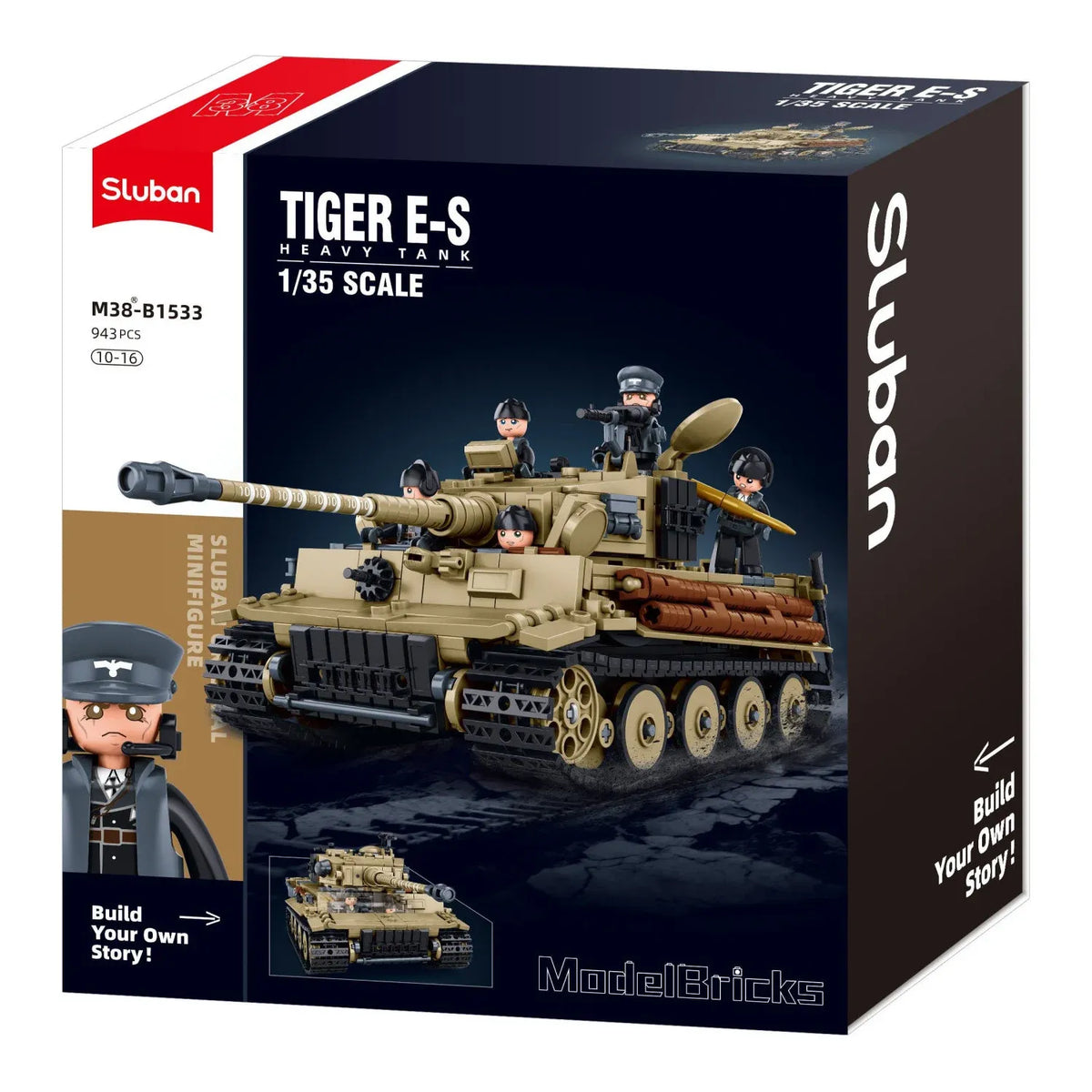Sluban B1533 Model Kit 1:35 Tiger I Tank German Panzer WWII Army Military Building Blocks DIY Toy Construction Set — product image 2