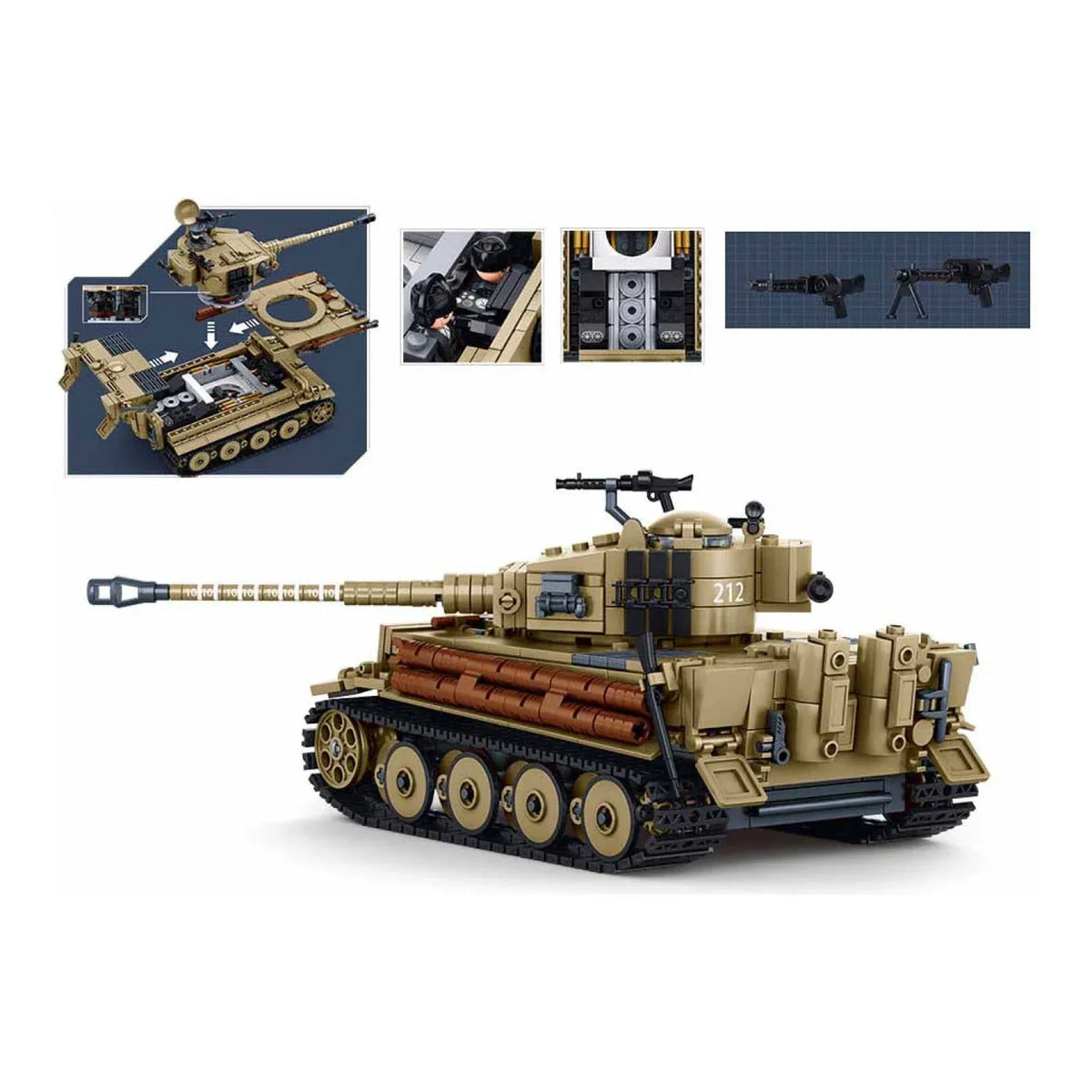 Sluban B1533 Model Kit 1:35 Tiger I Tank German Panzer WWII Army Military Building Blocks DIY Toy Construction Set — product image 3