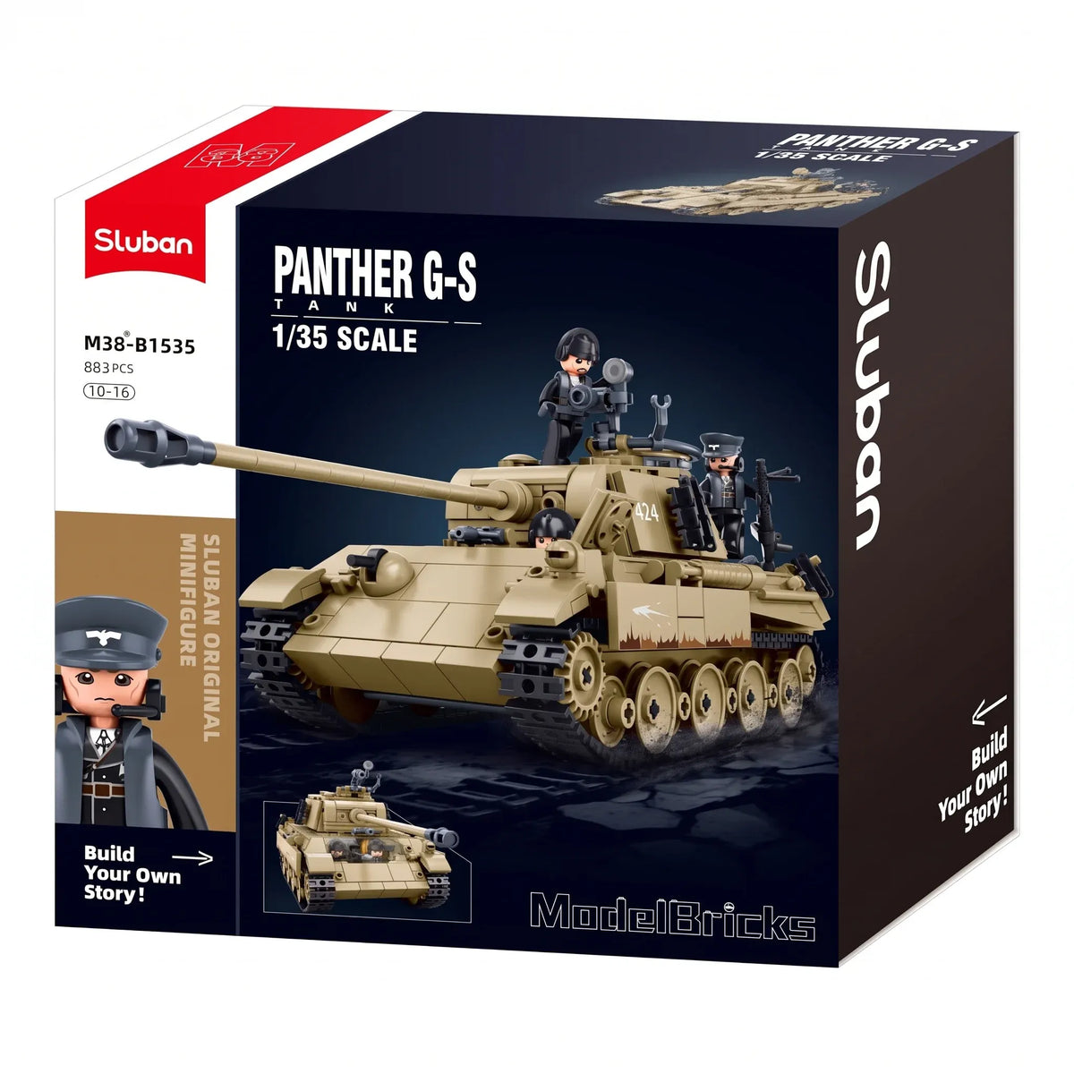 Sluban B1535 Model Kit 1:35 Panther G Tank German Panzer WWII Army Military Building Blocks DIY Construction Set Toy — product image 2