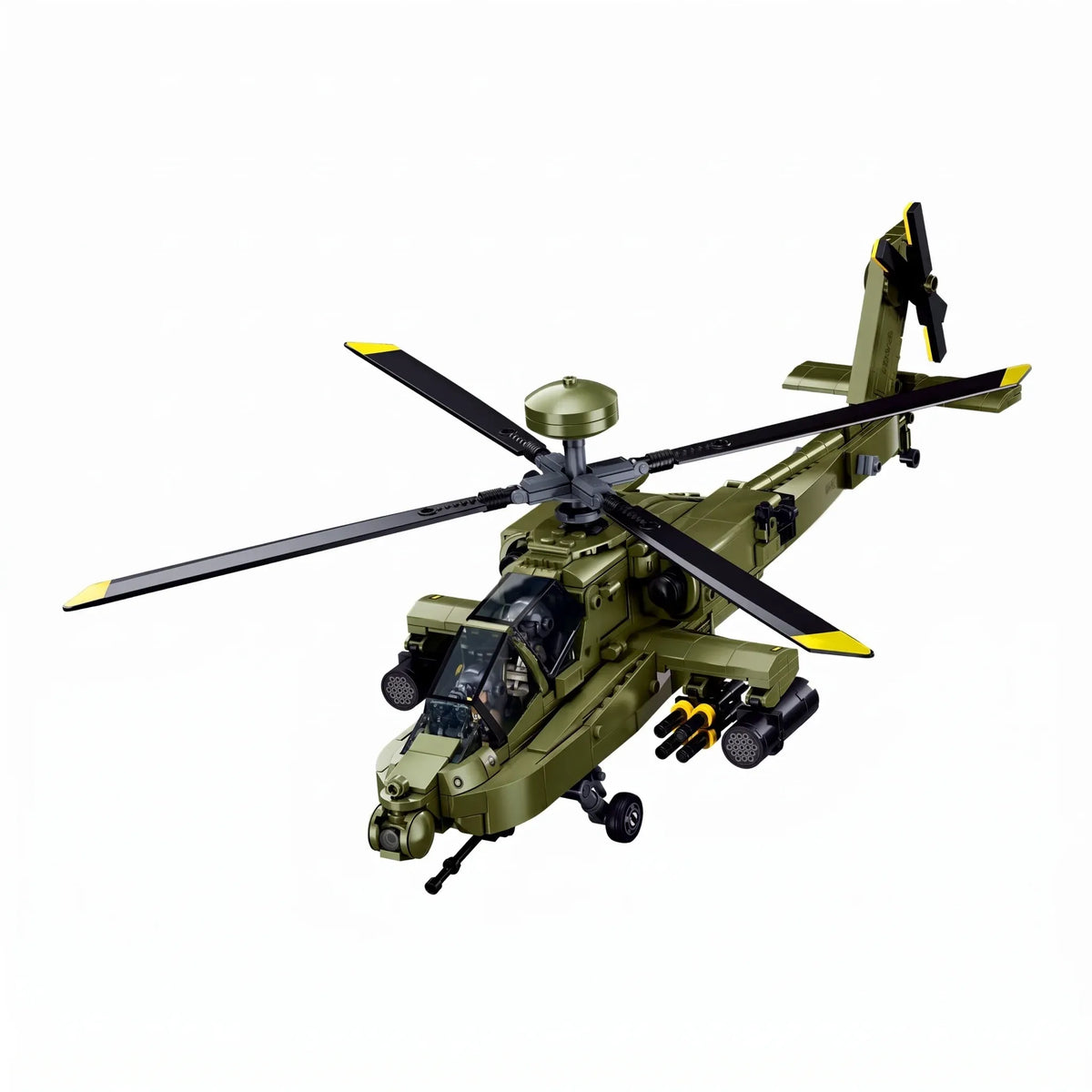 Sluban B1536 Model Kit 1:44 AH-64D Apache Attack Helicopter Chopper Gunship Army Military Air Force Blocks DIY Set Toy — product image 1