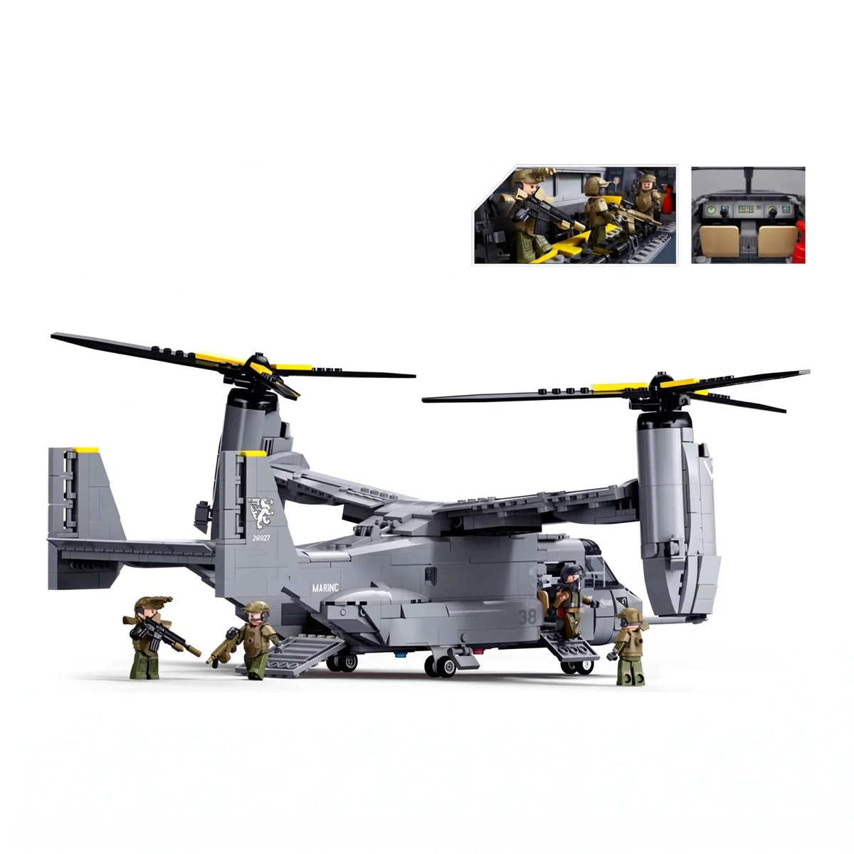 Sluban B1537 Model Kit 1:44 MV-22 Osprey Tiltrotor Helicopter Plane Military Air Force Building Blocks DIY Set Toy — product image 3