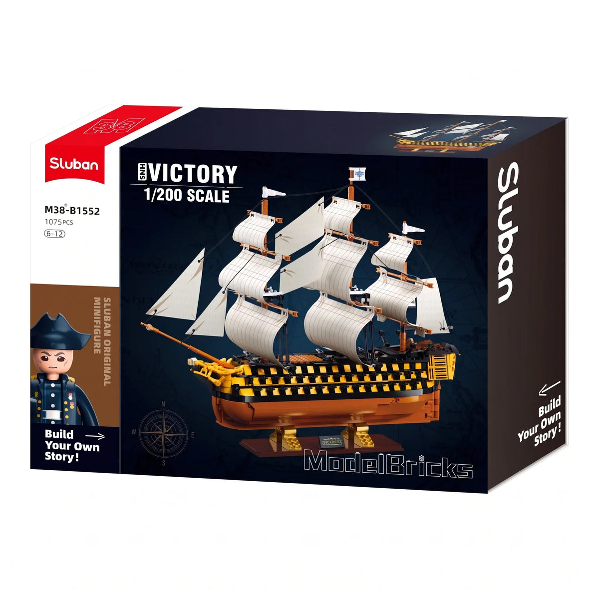 Sluban B1552 Model Kit 1:200 HMS Victory Sailing Battleship Warship Navy Vessel Boat Military DIY Construction Set Toy — product image 2