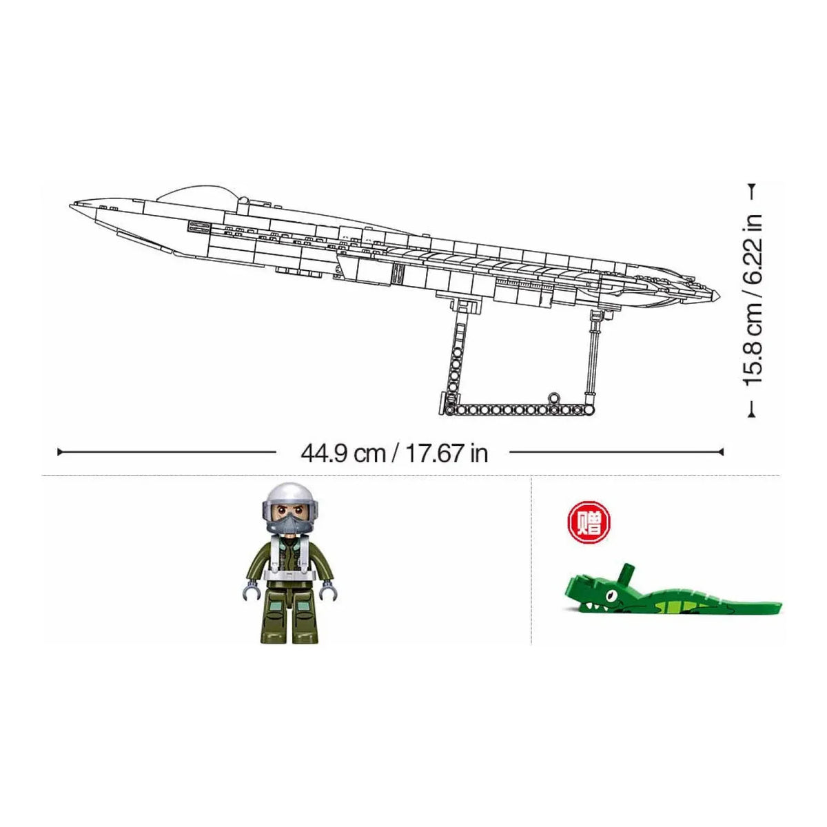 Sluban B1587 Model Kit 1:44 J50 Stealth Fighter Jet Plane - Military Air Force Building Blocks DIY Set Toy — product image 3