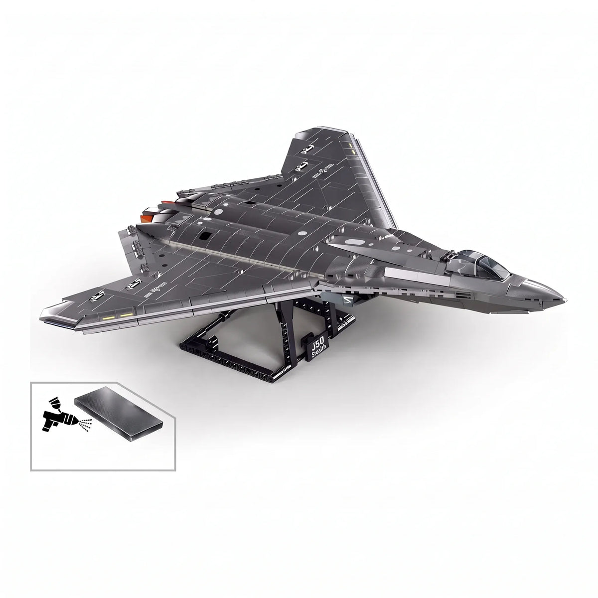 Sluban B1587 Model Kit 1:44 J50 Stealth Fighter Jet Plane - Military Air Force Building Blocks DIY Set Toy — product image 4