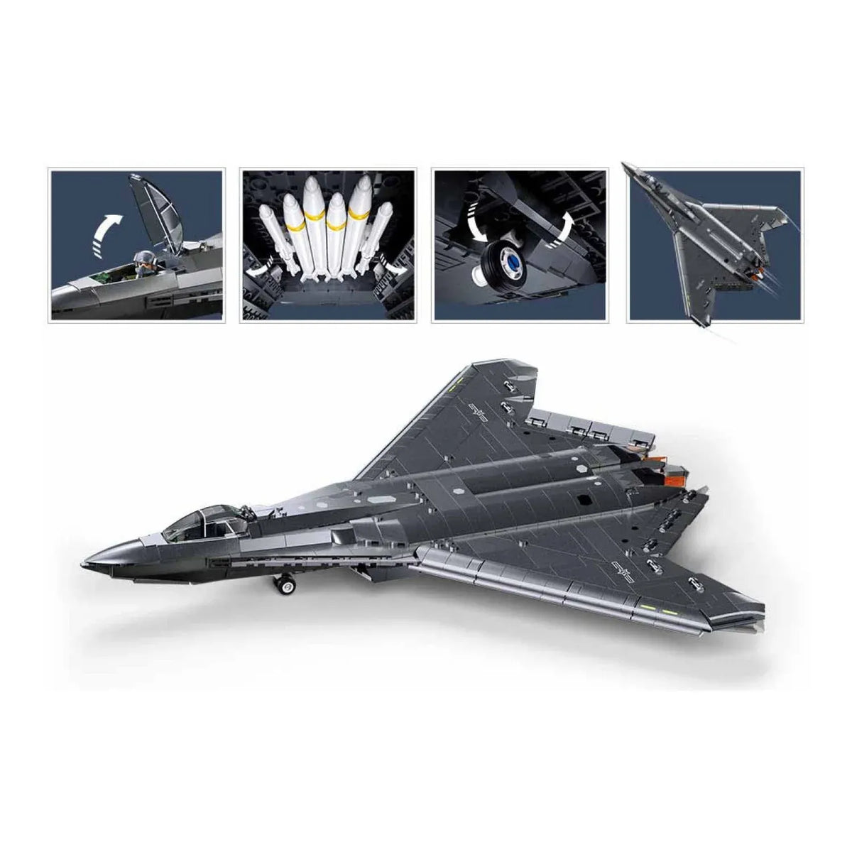Sluban B1587 Model Kit 1:44 J50 Stealth Fighter Jet Plane - Military Air Force Building Blocks DIY Set Toy — product image 5