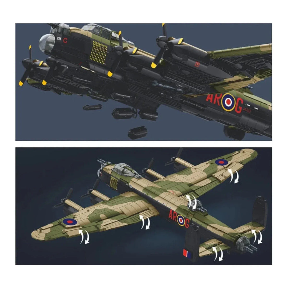 Sluban Model Kit 1:44 Lancaster Bomber G For George Plane WWII RAAF Air Force Military Building Blocks DIY Set Toy Sluban B1609 — product image 3