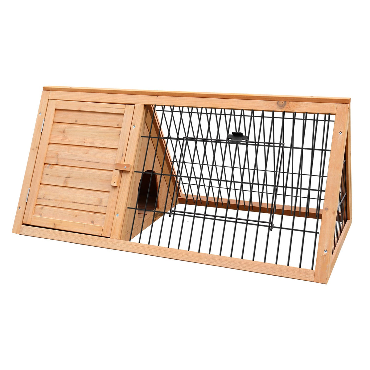 Furtastic A-Frame Wooden Rabbit Hutch with Wire Mesh - 98 × 50 × 44 cm