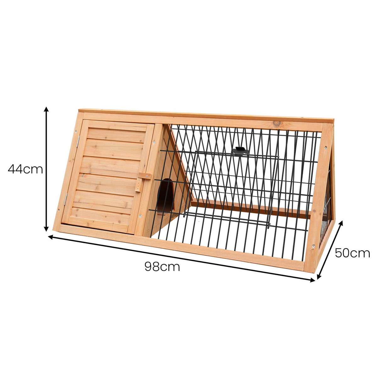 Furtastic A-Frame Wooden Rabbit Hutch with Wire Mesh - 98 × 50 × 44 cm