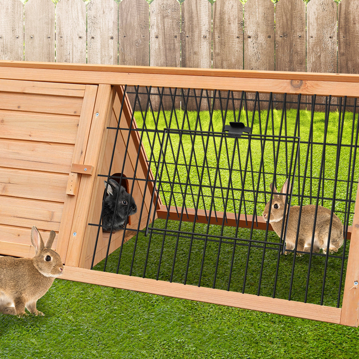 Furtastic A-Frame Wooden Rabbit Hutch with Wire Mesh - 98 × 50 × 44 cm