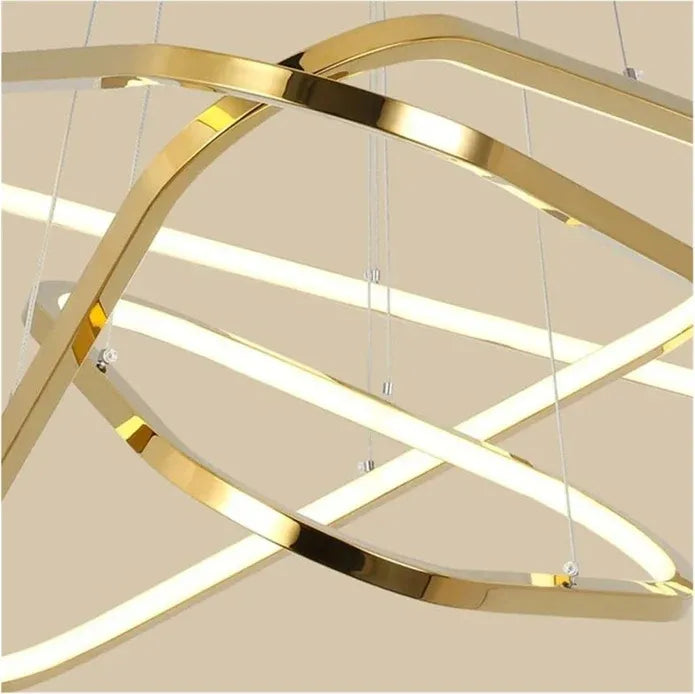 BAMDECOR AD2583 Triangular LED Pendant Chandelier – Gold, Two Rings — product image 3 of 5