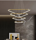BAMDECOR AD2583 Triangular LED Pendant Chandelier – Gold, Four Rings — product image 1 of 6