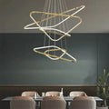 BAMDECOR AD2583 Triangular LED Pendant Chandelier – Gold, Five Rings — product image 1 of 6