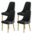 VELLUTO Golden Frame Mid Century Modern Dining Chair Faux Leather Side Chair Upholstered Dining Chairs Set of 2