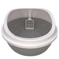 YES4PETS Round Grey Cat Litter Trays, 2-Pack, 47 × 41 × 22 cm