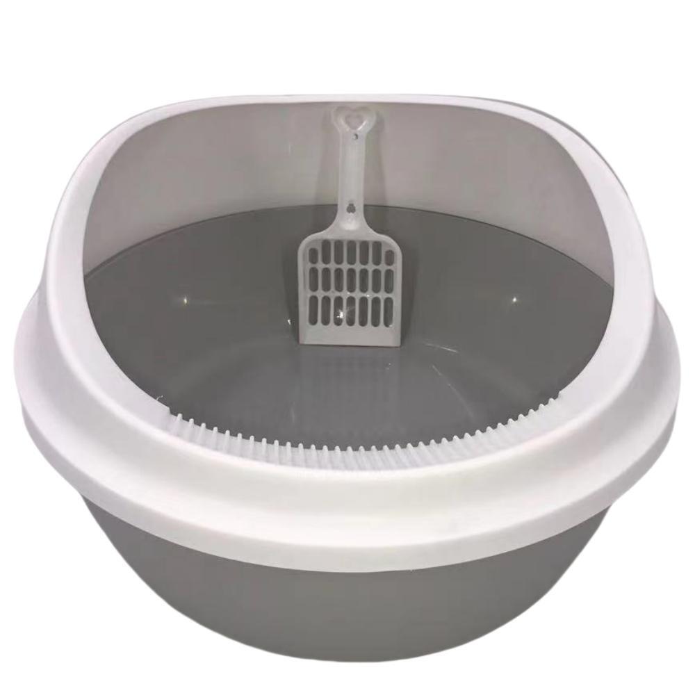 YES4PETS Round Grey Cat Litter Trays, 2-Pack, 47 × 41 × 22 cm