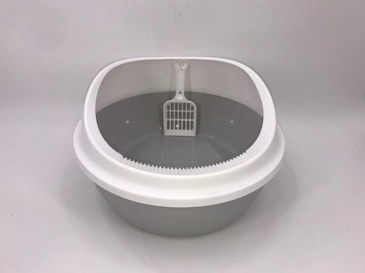 YES4PETS Round Grey Cat Litter Trays, 2-Pack, 47 × 41 × 22 cm